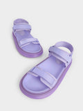 CHARLES & KEITH Women Recycled Polyester Velcro-Strap Sports Sandals Lilac