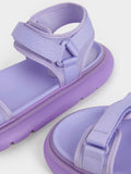 CHARLES & KEITH Women Recycled Polyester Velcro-Strap Sports Sandals Lilac