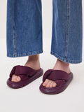 Odessa Nylon Round-Toe Slide Sandals Purple