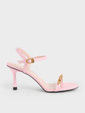 CHARLES & KEITH Women Chain Link Heeled Sandals Light Pink