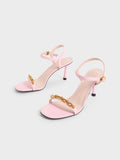 CHARLES & KEITH Women Chain Link Heeled Sandals Light Pink