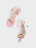 CHARLES & KEITH Women Chain Link Heeled Sandals Light Pink