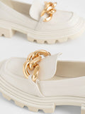 CHARLES & KEITH Women Perline Chunky Chain Loafers Chalk