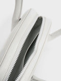 CHARLES & KEITH Women Lula Patent Double Handle Bag Light Grey