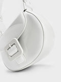 CHARLES & KEITH Lula Patent Buckled Bag Light Grey