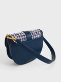 CHARLES & KEITH Women Gabine Tweed Saddle Bag Navy