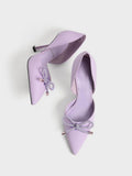 CHARLES & KEITH Women Gem-Embellished Bow-Tie D'Orsay Pumps Lilac