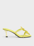 Gem-Embellished Bow-Tie Mules Yellow