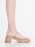 Square-Toe Platform Sandals Nude