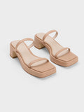 Square-Toe Platform Sandals Nude
