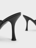 Chain-Link Strap Heeled Mules Black