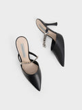 Chain-Link Strap Heeled Mules Black