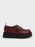CHARLES & KEITH Women Cordova Buckled Platform Loafers Burgundy