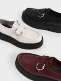 CHARLES & KEITH Women Cordova Buckled Platform Loafers Burgundy