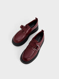 CHARLES & KEITH Women Cordova Buckled Platform Loafers Burgundy