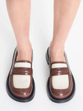 Penelope Two-Tone Penny Loafers Maroon