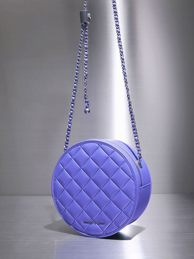 CHARLES & KEITH Kwan Quilted Circle Bag Purple