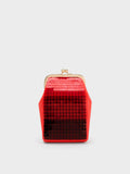 Disc-Embellished Chain Handle Pouch Red