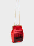 Disc-Embellished Chain Handle Pouch Red