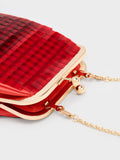 Disc-Embellished Chain Handle Pouch Red
