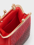 Disc-Embellished Chain Handle Pouch Red