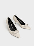Gem-Embellished Patent Leather Pumps Chalk