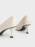 Gem-Embellished Patent Leather Pumps Chalk