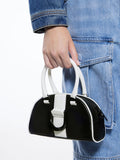 Gabine Two-Tone Leather Top Handle Bag Black