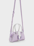 CHARLES & KEITH Gabine Two-Tone Leather Top Handle Bag Lilac
