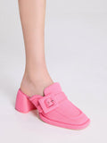 CHARLES & KEITH Women Sinead Woven Buckled Loafer Mules Pink