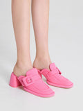 CHARLES & KEITH Women Sinead Woven Buckled Loafer Mules Pink