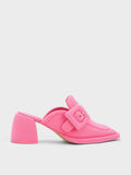 CHARLES & KEITH Women Sinead Woven Buckled Loafer Mules Pink