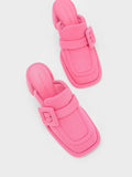 CHARLES & KEITH Women Sinead Woven Buckled Loafer Mules Pink