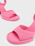 CHARLES & KEITH Women Sinead Woven Trapeze Heel Buckled Sandals Pink