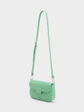 CHARLES & KEITH Women Koa Square Push Lock Shoulder Bag Green