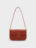 CHARLES & KEITH Women Koa Square Push Lock Shoulder Bag Brick