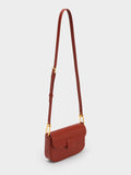 CHARLES & KEITH Women Koa Square Push Lock Shoulder Bag Brick