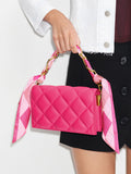 CHARLES & KEITH Alcott Scarf Handle Quilted Clutch Fuchsia