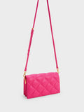 CHARLES & KEITH Alcott Scarf Handle Quilted Clutch Fuchsia