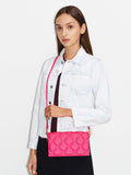 CHARLES & KEITH Alcott Scarf Handle Quilted Clutch Fuchsia