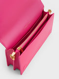 CHARLES & KEITH Alcott Scarf Handle Quilted Clutch Fuchsia