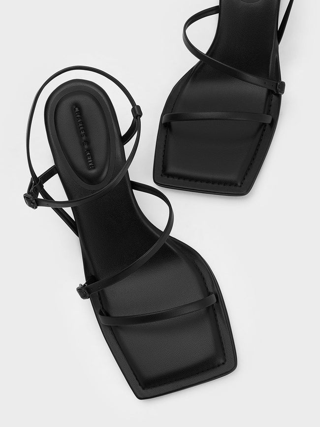 CHARLES & KEITH Strappy Spool Heel Sandals Black