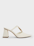CHARLES & KEITH Women Chunky Chain-Link Heeled Mules White