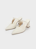 CHARLES & KEITH Women Chunky Chain-Link Heeled Mules White