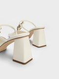 CHARLES & KEITH Women Chunky Chain-Link Heeled Mules White