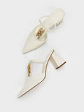 CHARLES & KEITH Women Chunky Chain-Link Heeled Mules White
