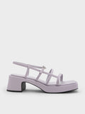 CHARLES & KEITH Women Flower-Buckle Strappy Sandals Lilac