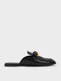 CHARLES & KEITH Women Chunky Chain-Link Loafer Mules Black Box