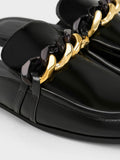 CHARLES & KEITH Women Chunky Chain-Link Loafer Mules Black Box
