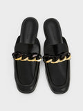CHARLES & KEITH Women Chunky Chain-Link Loafer Mules Black Box